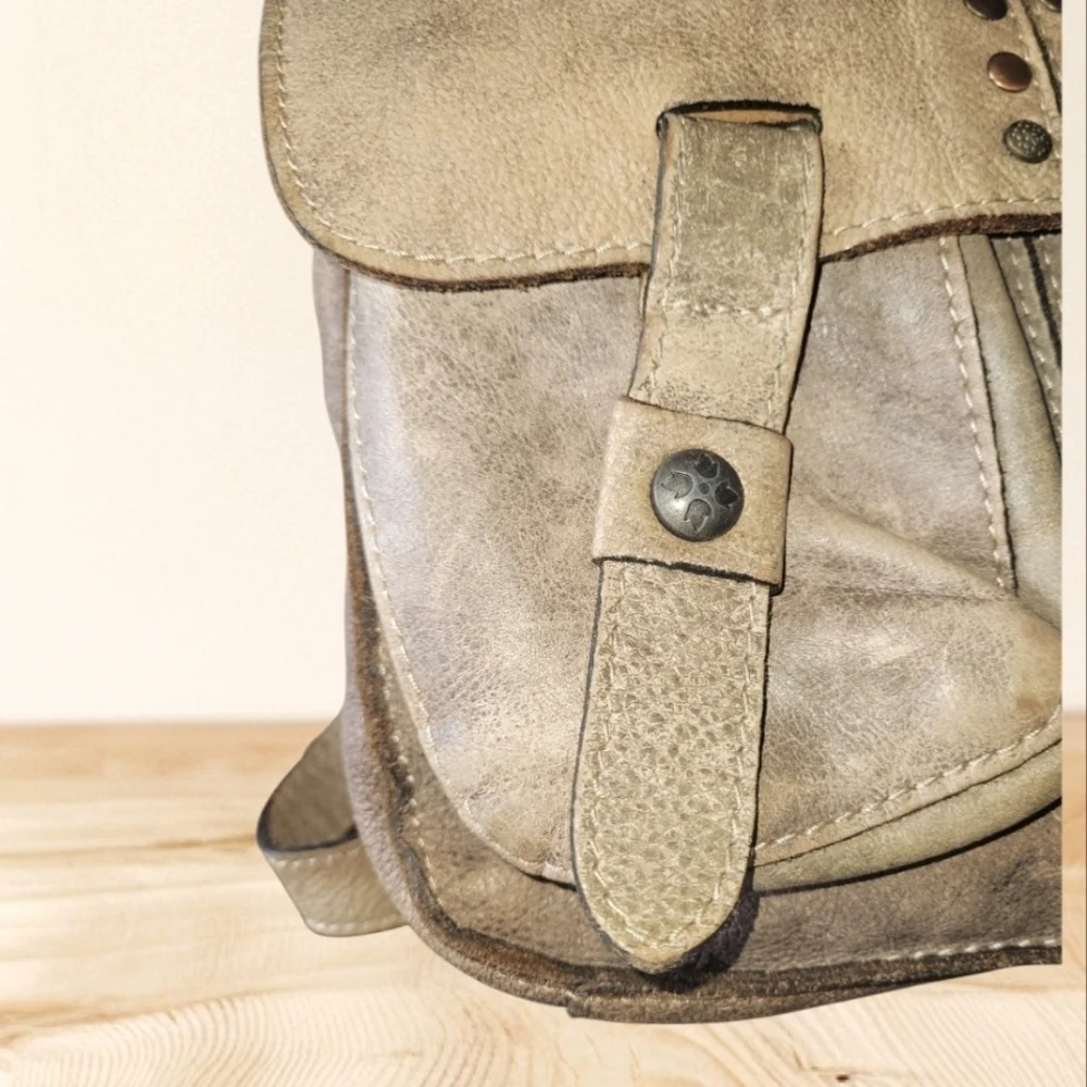 Patricia Nash Armeno Stylish Tan Leather Studded Rustic Travel Backpack